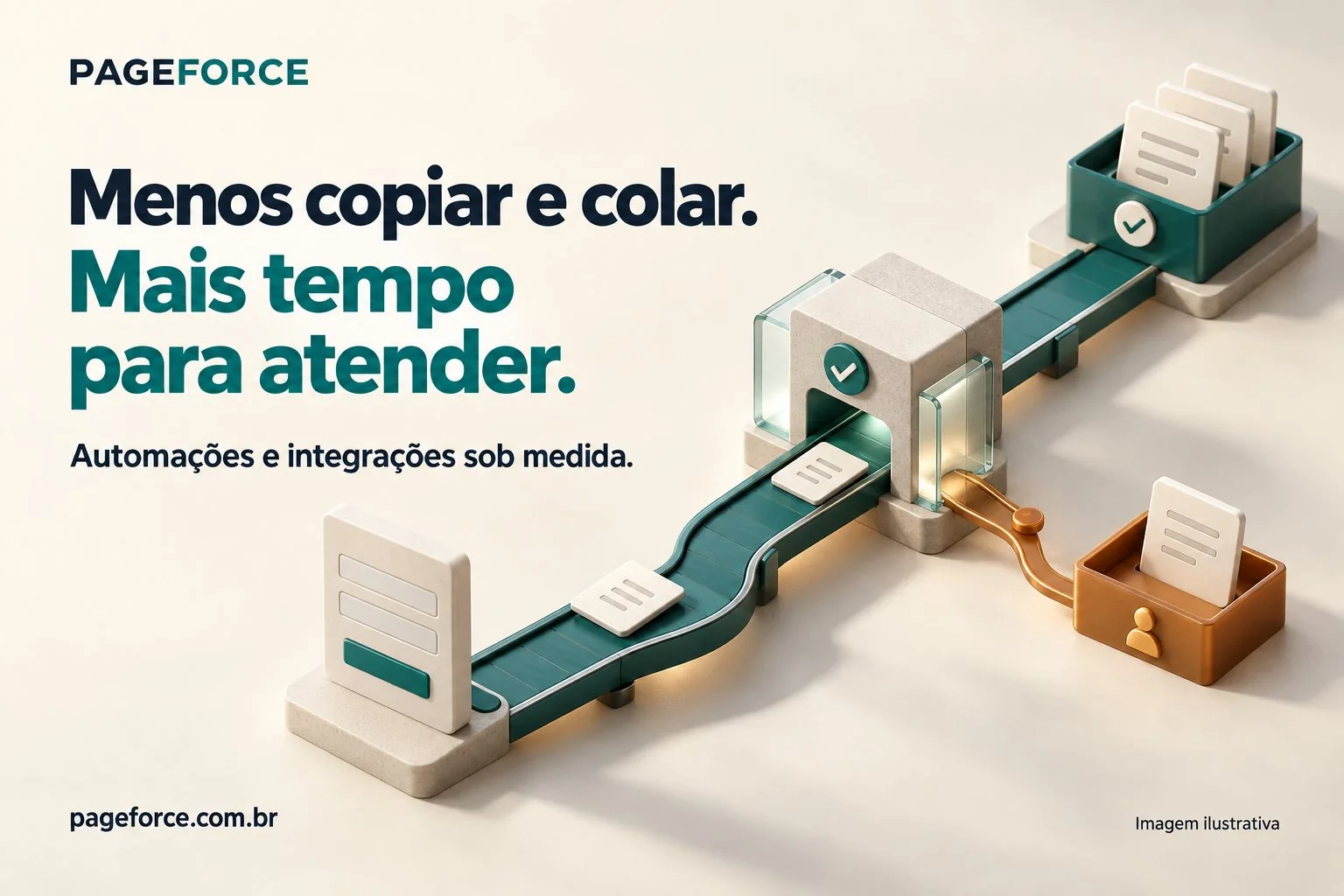 Menos copiar e colar, mais tempo para atender: ilustração de um fluxo de dados com validação e revisão humana.